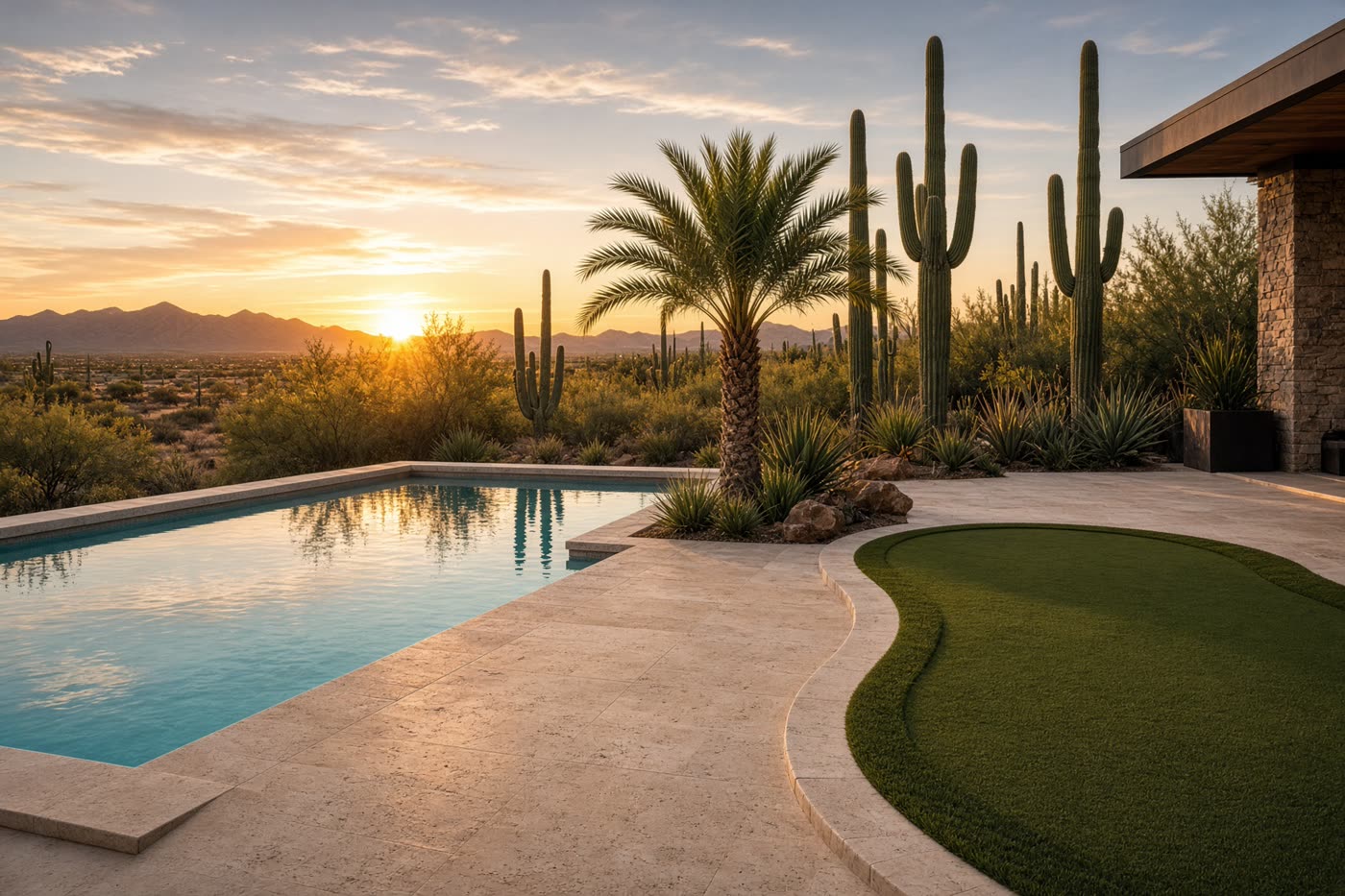 Pool deck & turf in North Scottsdale